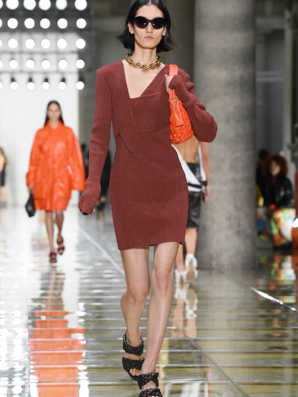 Bottega Veneta New Sable Rib Silk Blend Cut Out Dress Sz 44 US 8 M $3,100 Runway